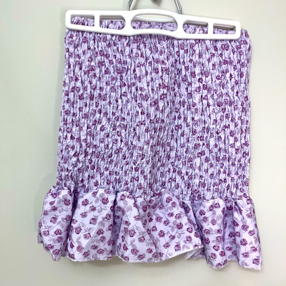 SHEIN allover floral print shirred ruffled hem skirt